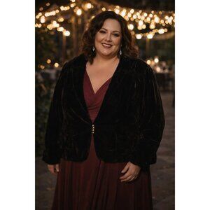 CATO size 26W New Black VELOUR Long Sleeve Jacket